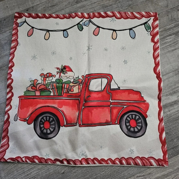 2 Decorative Holiday Christmas Tree And Truck Pillow Covers 17” NWOT - Picture 6 of 6